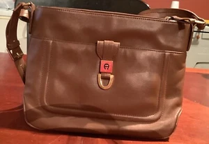 Vtg ETIENNE AIGNER Womens Brown Leather Crossbody Purse Gold Buckle Logo - Picture 1 of 7