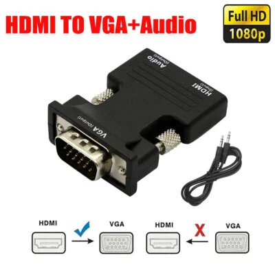 HDMI Female Input to VGA Male Output Video Adapter Converter with Audio HD1080P - Image 1 of 4