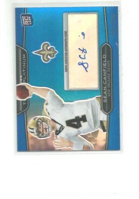 2010 TOPPS PLATINUM ROOKIE AUTOGRAPHS BLUE REFRACTORS #21 SEAN CANFIELD 591/599 - Image 1 of 2