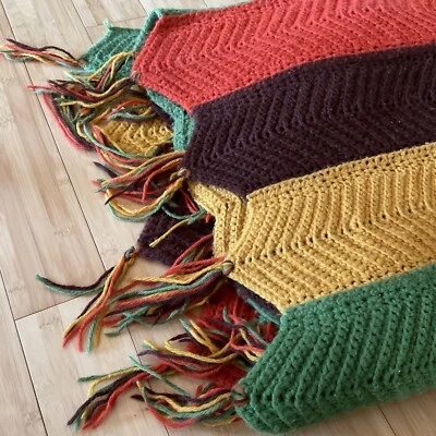 Manta afgana de ganchillo retro BOHO años 70 XTRA LARGA Chevron a rayas con flecos Foto 1 de 4
