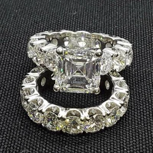 6Ct Simulated Diamond Bridal Set Eternity Engagement Ring 14k White Gold Plated - Picture 1 of 6