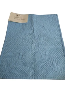Vintage 1990s Blue Tears Handmade Quilted Wall Hanging Design Rectangular 20"x6" - Picture 1 of 5