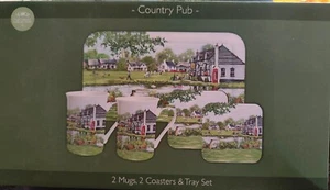 The Leonardo Collection " Country Pub" Mugs,Coasters And Tray Set - Picture 1 of 3