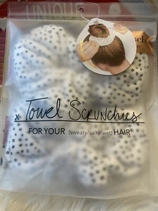 Kitsch Towel Scrunchies Set of 2 White Micro Dot - Picture 1 of 6