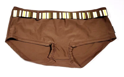 eleMar Damen Bademode Badeslip Frauen Schwimmslip Gürtel braun, weiß-gelb Gr. 38 - Bild 1 von 2