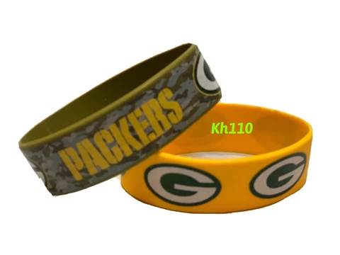 NFL Green bay Packers Rubber Silicon Bracelet Wristband 2-Pack Cameuflag Cover