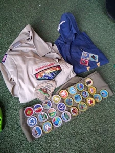 BOY SCOUTS Of America Shirt Mens Large Uniform BSA Microfiber Scout Sash & Small - Picture 1 of 13