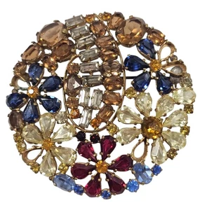 Vintage Tschechische große Blume Strass Brosche - wie besehen - Bild 1 von 9