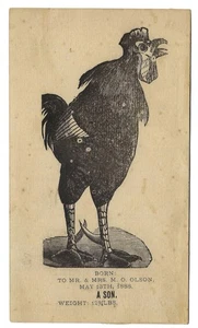 1888 Rare Victorian Trade Card Birth Announcement Thorpe Wisconsin Carl Marcus - Picture 1 of 2