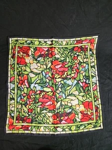 METROPOLITAN MUSEUM OF ART 100% Silk Louis Tiffany Stain Glass Scarf 21"x21" - Picture 1 of 11