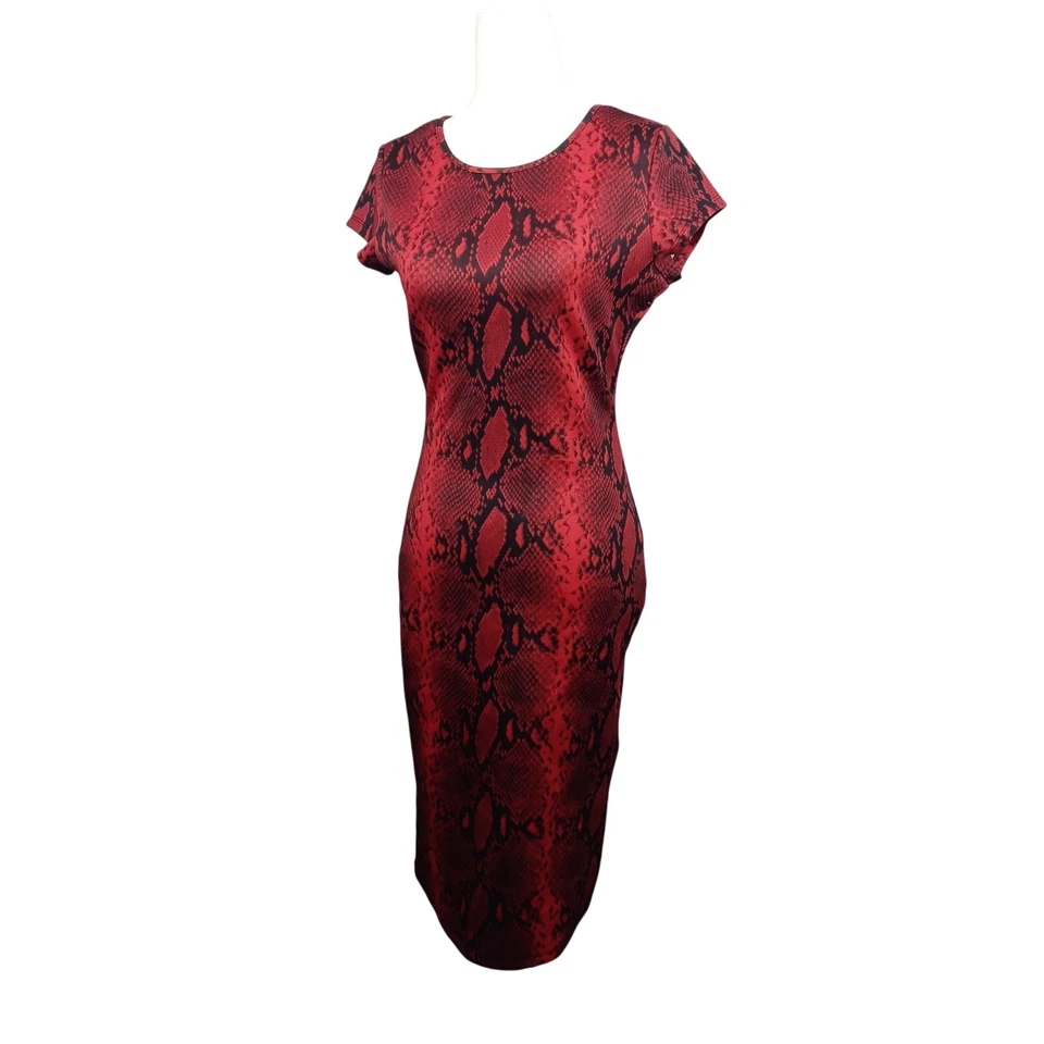 XOXO Y2K Bodycon Dress Womens M Red Vintage Snakeskin Whimsigoth Vampy Mob Wife - Image 1 of 4