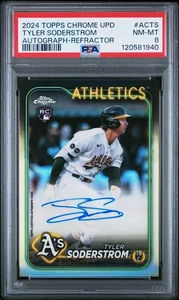 2024 Topps Chrome Update Tyler Soderstrom RC Autograph Refractor /499 PSA 8 - Picture 1 of 2
