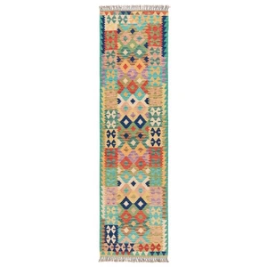 Kelim Afghan 289x80 cm Handgewebter Orientteppich kilim Wolle Carpet Rug Läufer - Picture 1 of 12
