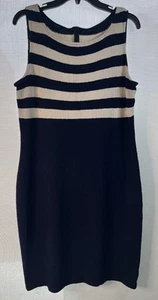 Vestido a Rayas Colección St.John Tejido Azul Marino Crema Talla 14 - Imagen 1 de 9