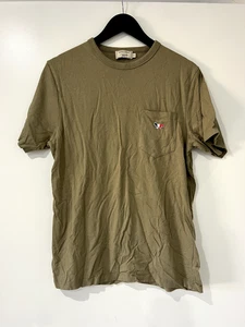Maison Kitsune Paris Designer Men's Tee Shirt Logo Embroidered Brown Size S - Picture 1 of 9