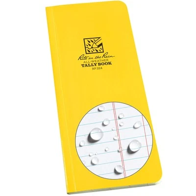 Weatherproof Tally Notebook, 3.5" x 8", Yellow, Soft Cover, Pattern No. 324 - Image 1 of 4