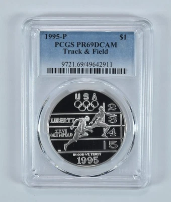 1995-P Olympic Track & Field Commemorative Dollar PR69 DCAM PCGS *4075 - Image 1 of 4