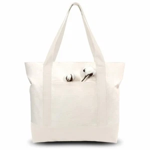 30-Pack Canvas Tote Bags with an External Pocket, Reusable Grocery Shopping B... - Picture 1 of 7