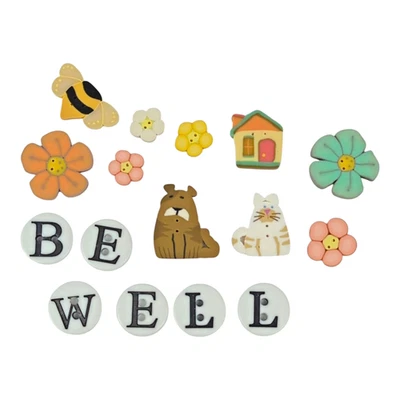 Just Another Button Company Be Well Words with Buttons Box JABC Peaches & Cream - Image 1 of 4