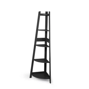 Levede 5 Tier Corner Shelf Wooden Storage Home Display Rack Plant Stand Black - Picture 1 of 8