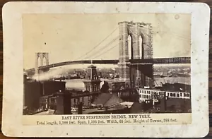 c1883 BROOKLYN BRIDGE CABINET CARD PHOTOGRAPH NEW YORK CITY SUSPENSION BRIDGE - Picture 1 of 4