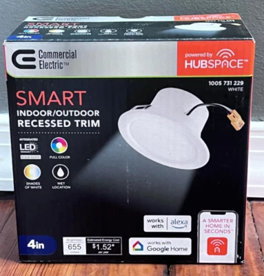 Hubspace inteligente inalámbrico eléctrico comercial de 4 pulgadas LED empotrado borde de luz - blanco Foto 1 de 4