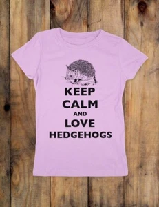 Keep Calm And Love Hedgehogs - cute pet shirt Youth Girls Slim Fit Shirt - Picture 1 of 3