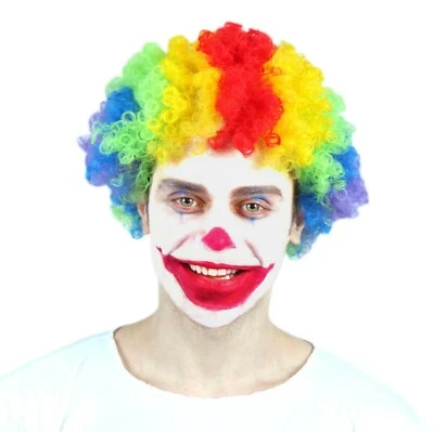 Short Curly Rainbow Clown Wig - Adult Halloween Costume Accessory #7197 - Image 1 of 3