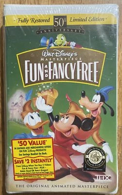Walt Disney Fun and Fancy Free VHS Tape Video Mickey Mouse Donald Duck Goofy SEE - Image 1 of 4