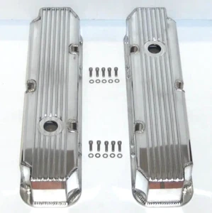 Small Block Plymouth Dodge Finned Aluminum Valve Covers Mopar 318 340 360 - Picture 1 of 6