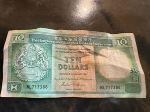 1987 Hong Kong Ten Dollars Banknote NL717386 - Picture 1 of 6
