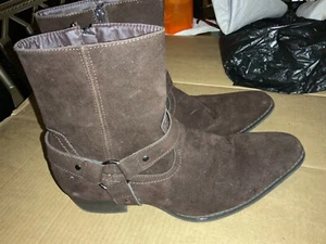 Mens Brown Suede Cowboy Boots Size 44 US 10 - Picture 1 of 11