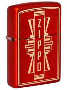 Zippo 3820, Art Deco Design, Metallic Red Finish Lighter, NEW - Picture 1 of 1
