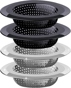 Kitchen Sink Drain Strainer, 4 Pack Stainless Steel and Black Mesh Sink Strainer - Picture 1 of 12