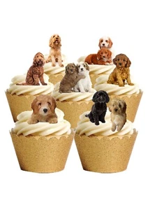 Cake Toppers Cavapoo Cockapoo Dog Themed 30 Stand Up Edible Wafer Paper Toppers - Picture 1 of 7