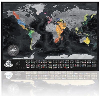 Scratch Off World Map - Scratch off Travel Map with Country Flags and Borders - Image 1 of 4