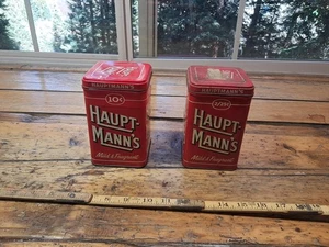 Pair Of Vintage Haupt - Mann's 2/25 Cent Cigar Mild & Fragrant Red Tin M90 - Picture 1 of 7