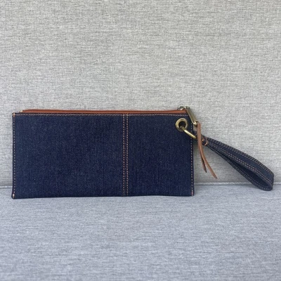 HOBO Mujer Vida Cartera Muñequera Denim Oscuro Naranja Estampado de Flores Interior Foto 1 de 4