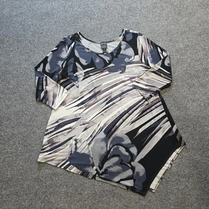 Clara Sun Woo Top Womens Size Small Gray Slinky Tunic No Iron Stretch Casual - Picture 1 of 9
