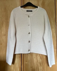 Primark BNWOT Cream Textured Round Neck Cardigan Gold Buttons Size M 12-14 - Picture 1 of 9