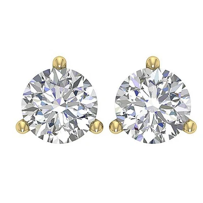 For Women Solitaire Lab Grown Diamond Stud Earring VS F 2 Ct 14K Gold Prong Set - Image 1 of 4