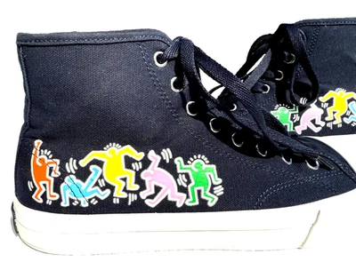 Keith Haring H&M High Top Sneakers Black Canvas Men's Size 8.5 (U.S.) - Image 1 of 4