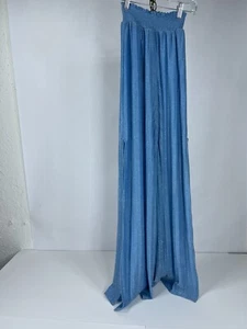 NWT Ramy Brook Pants Silver Blue High Waist Wide Leg Joss Beach Stretch NEW - Picture 1 of 9