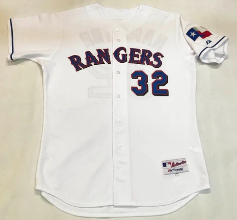 Majestic Authentic MLB Texas Rangers HAMILTON #32 Jersey Sz 48 White USA Sewn Cover