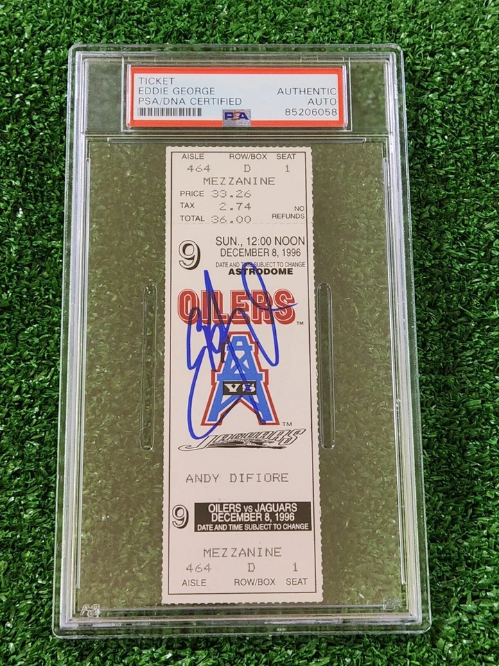 1996 Signed Rookie yr Eddie George Ticket Stub Oilers vs Jaguars - Image 1 of 2
