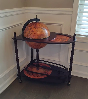 Carro de licores de bar estilo vintage carrito para servir bebidas de té estante de vino rodante de madera Foto 1 de 4