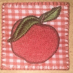 Plaid And Apple Square Embroidered Iron On Patch Applique 1 3/4” Craft Scrapboo - Picture 1 of 2
