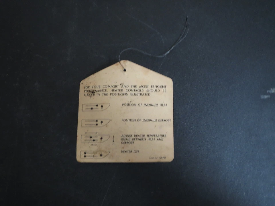 Ford Galaxy Sunliner Starliner 1960 controles de calefacción tablero etiqueta colgante original!!!!! Foto 1 de 1