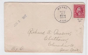 TurtlesTradingPost- Wynne, Arkansas 1911- Hand Cancel- Chatham, NY Received - Picture 1 of 2