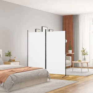 vidaXL 2-Panel Room Divider White 175x180 cm Fabric - Picture 1 of 8
